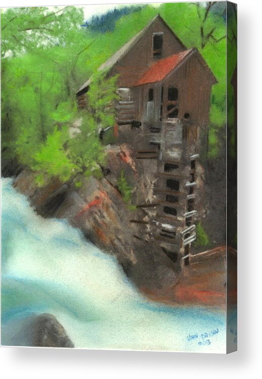Mill Acrylic Print featuring the pastel Old Mill by John Brisson