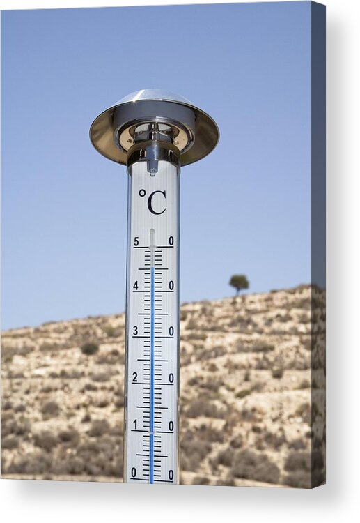 Outside Temperature Thermometer, Crete Acrylic Print by David Parker -  Pixels