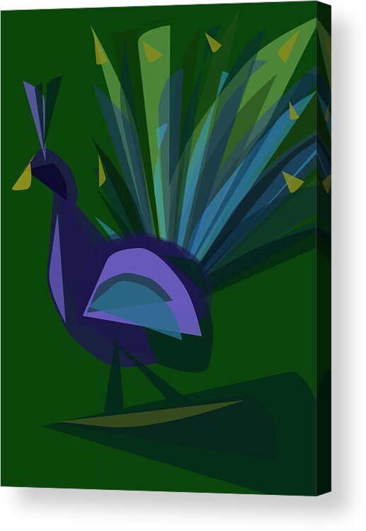 Vector Acrylic Print featuring the digital art Peacock by Betsey Walker Culliton