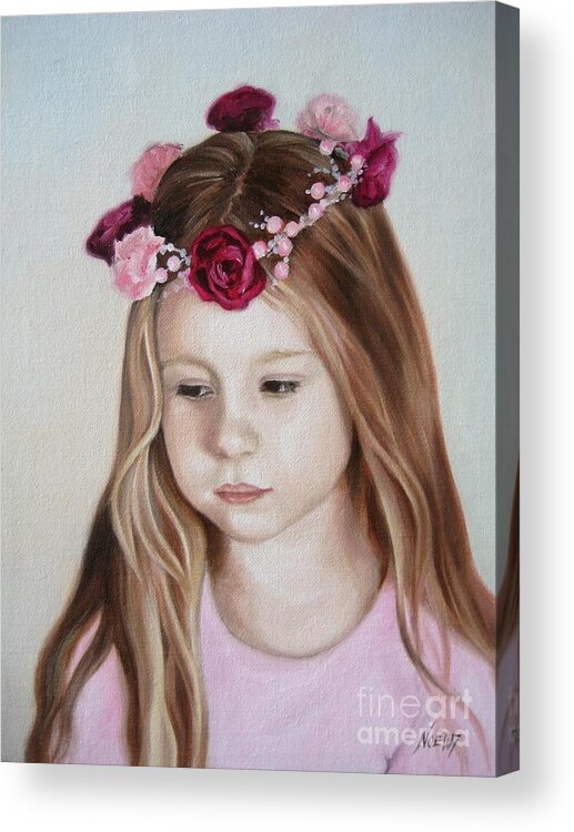 Noewi Acrylic Print featuring the painting Portrait of Kristinka by Jindra Noewi