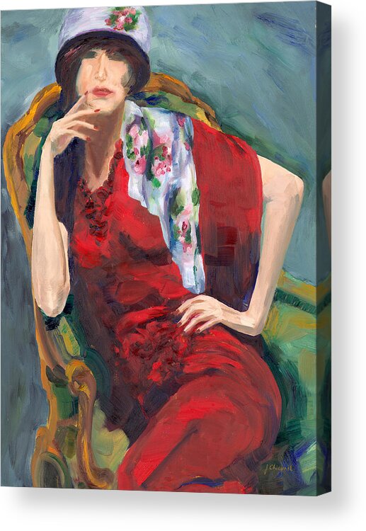 Color Acrylic Print featuring the painting Red Dress by Joe Chicurel