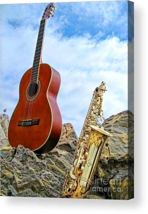 Saxophone Acrylic Print featuring the photograph Sax and Guitar by Jason Abando