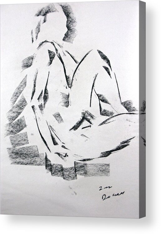 Nudes Acrylic Print featuring the drawing Seated Male by Brian Sereda