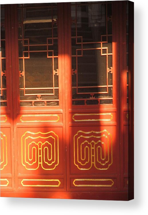 Door Acrylic Print featuring the photograph Shadow On Door by Alfred Ng
