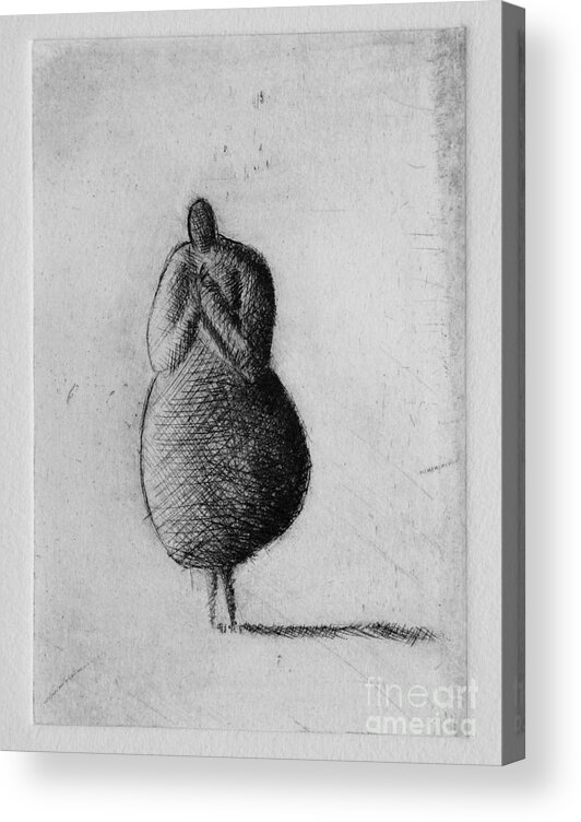 Etching Acrylic Print featuring the mixed media Silent by Valdas Misevicius