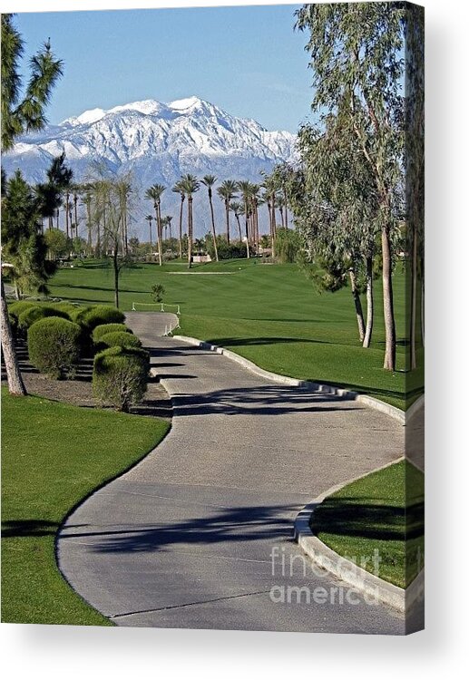 Palm Desert Acrylic Print featuring the photograph Snow Capped Mountains in the Desert by Phyllis Kaltenbach