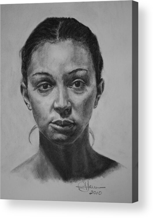 Woman Acrylic Print featuring the drawing Strength by Rachel Bochnia