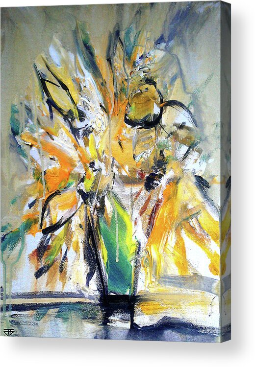 Sunflowers Acrylic Print featuring the painting Sun Flower Day by John Gholson