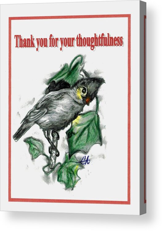 Thoughtfulness Acrylic Print featuring the drawing Thank You by Carol Allen Anfinsen
