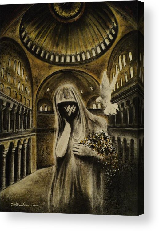 Church Acrylic Print featuring the drawing The Arrival by Carla Carson