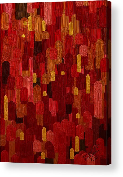 Red Acrylic Print featuring the digital art The Element of Fire by Mimulux Patricia No