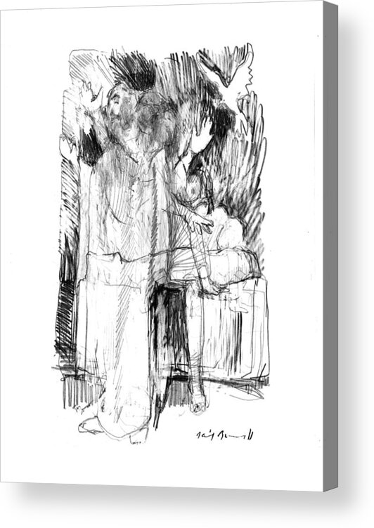 Resurrection Acrylic Print featuring the drawing The Resurrection Number One by Daniel Bonnell