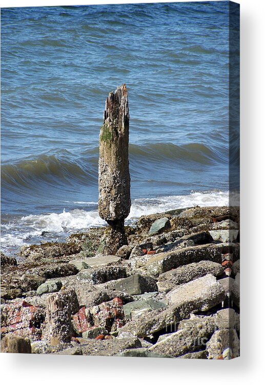 Piling Acrylic Print featuring the photograph Tides Toll by KD Johnson
