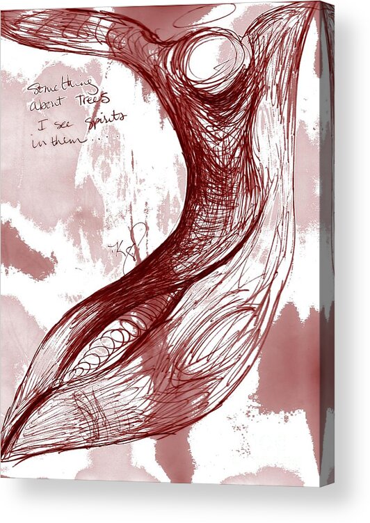 Tree Figure Drawing Acrylic Print featuring the drawing Tree Spirit 1 by Carol Rashawnna Williams
