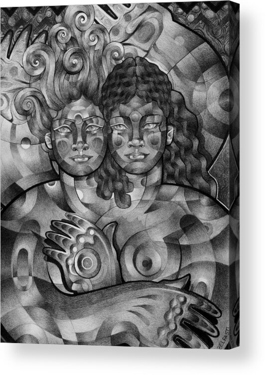Art Acrylic Print featuring the drawing Twins by Myron Belfast