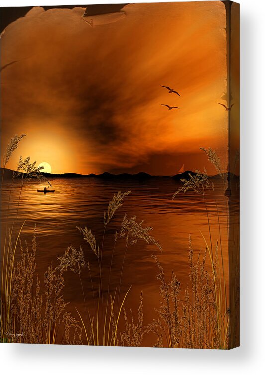 Gold Art Acrylic Print featuring the digital art Warmth Ablaze - Gold Art by Lourry Legarde