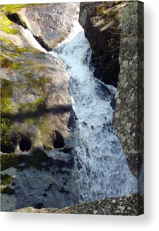 Waterfall Acrylic Print featuring the photograph Water Carving Faces In Stone by Leigh Odom