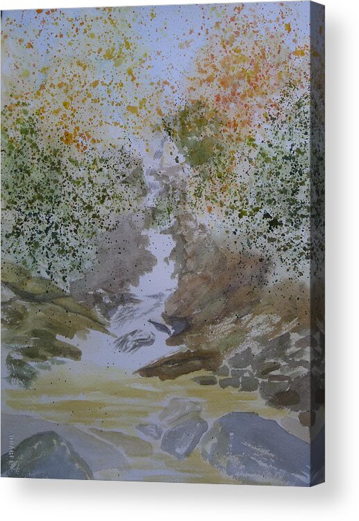 Autumn Acrylic Print featuring the painting Waterfall Abstract by Joel Deutsch