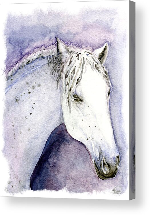 Hourse Acrylic Print featuring the painting White Hourse by Alban Dizdari