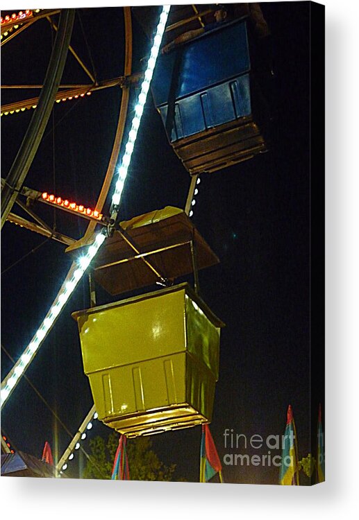 Ferris Acrylic Print featuring the photograph Yellow Ferris Wheel Bucket by Renee Trenholm
