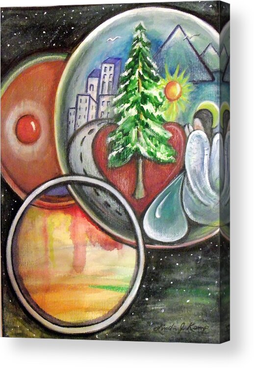 Surrealism Acrylic Print featuring the painting A Universal Need #1 by Linda Nielsen