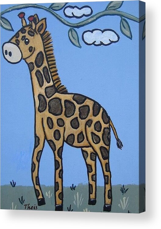 Giraffe Acrylic Print featuring the painting Baby Giraffe #1 by Suzanne Theis