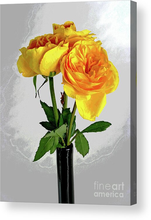 Larry Acrylic Print featuring the photograph Captured Yellow Roses #1 by Larry Oskin