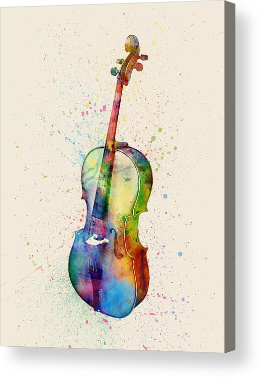 Cello Acrylic Print featuring the digital art Cello Abstract Watercolor #1 by Michael Tompsett