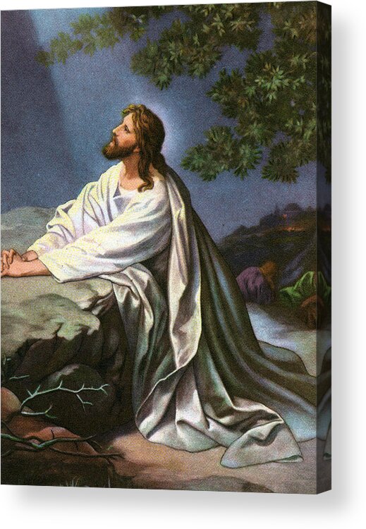 Garden Acrylic Print featuring the painting Christ in the Garden of Gethsemane by Heinrich Hofmann