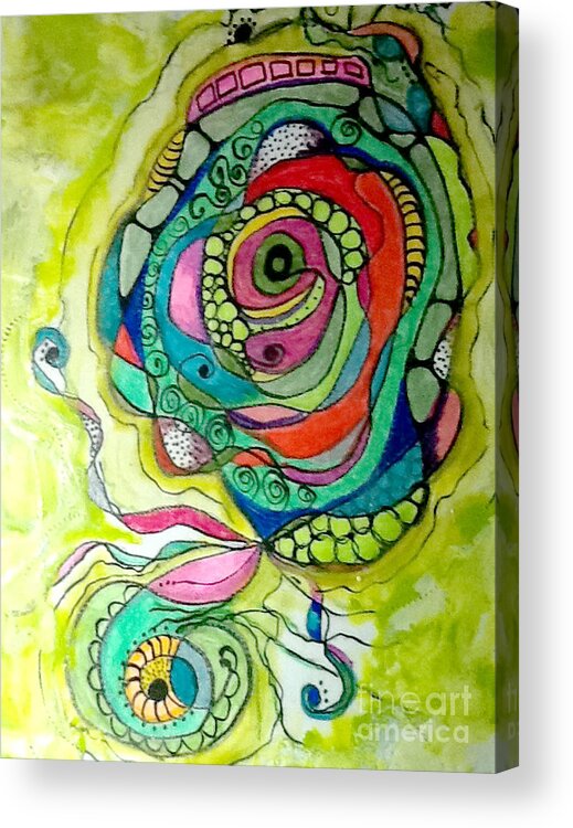 Circles And Swirls Acrylic Print featuring the mixed media Circles by Ruth Dailey