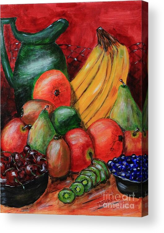 Melvin Turner Acrylic Print featuring the painting Fruit and Pitcher by Melvin Turner
