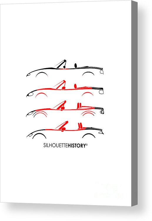 Roadster Acrylic Print featuring the digital art Japanese Roadster SilhouetteHistory #1 by Gabor Vida