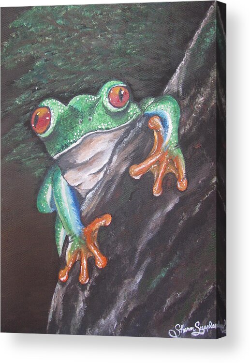 Frog Acrylic Print featuring the painting Lucky #1 by Sharon Supplee