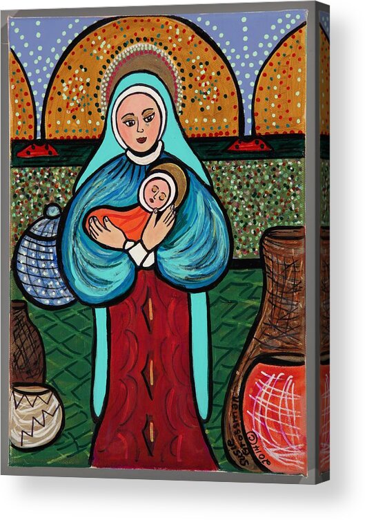 Blessed Virgin Mary And Jesus Acrylic Print featuring the painting Madonna and Child by Susie Grossman