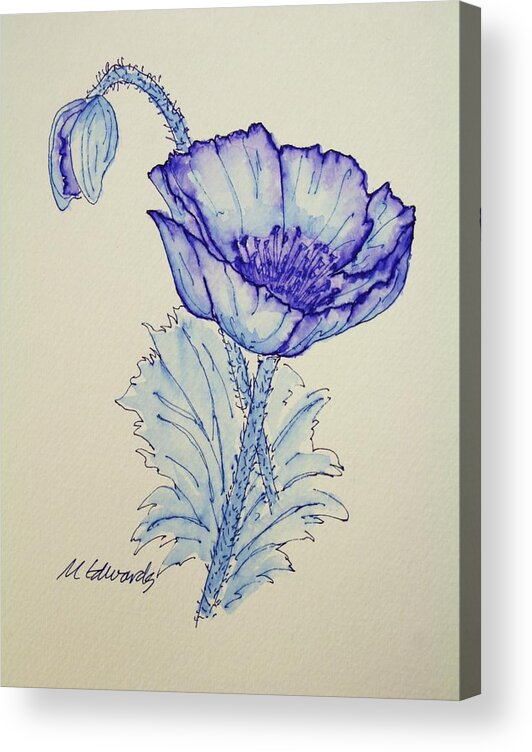 Poppy Acrylic Print featuring the drawing Oh Poppy by Marna Edwards Flavell