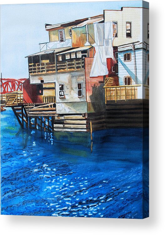 Watercolor Acrylic Print featuring the painting Old Town Juneau AK #1 by Gerald Carpenter