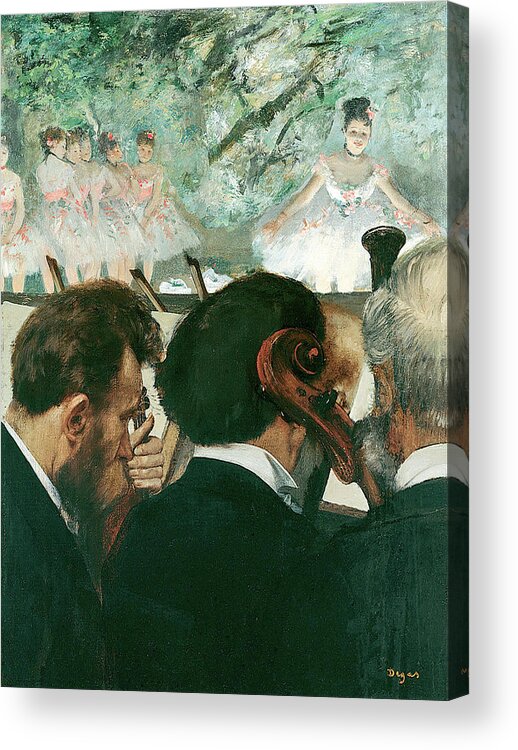 Orchestra Acrylic Print featuring the painting Orchestra Musicians #1 by Edgar Degas