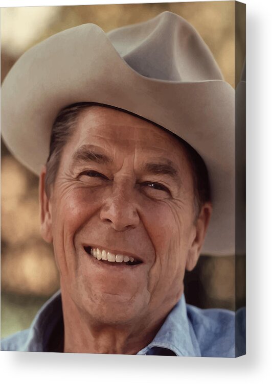 Ronald Reagan Acrylic Print featuring the photograph President Ronald Reagan #1 by War Is Hell Store