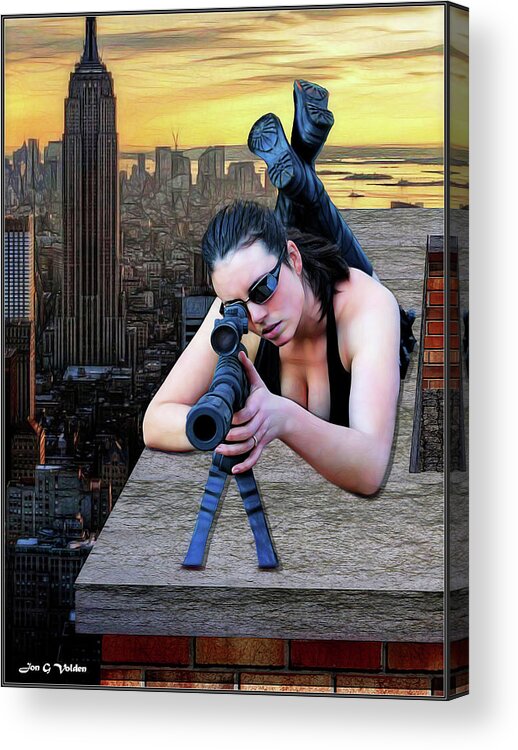 Laura Acrylic Print featuring the photograph Skyline Assassin by Jon Volden