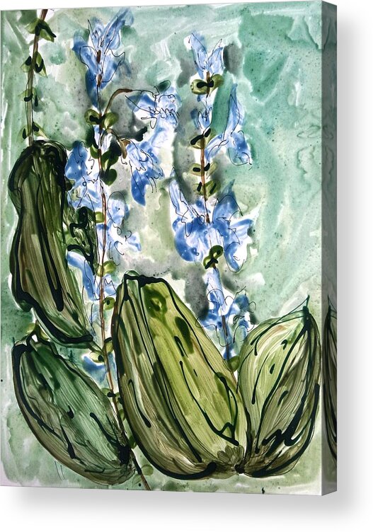 Abstract Acrylic Print featuring the painting Divine Flowers #1016 by Baljit Chadha