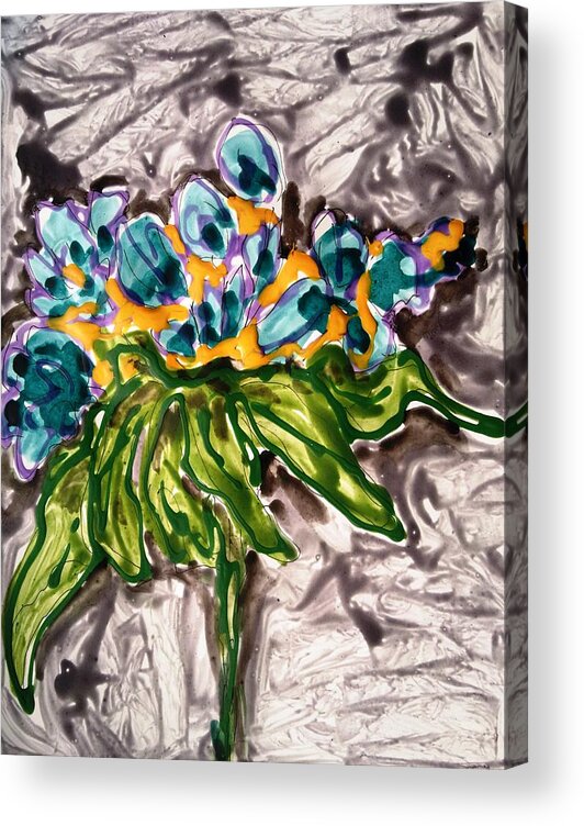 Abstract Acrylic Print featuring the painting Divine Flowers #1395 by Baljit Chadha