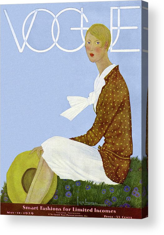 Illustration Acrylic Print featuring the photograph A Vintage Vogue Magazine Cover Of A Woman #19 by Georges Lepape