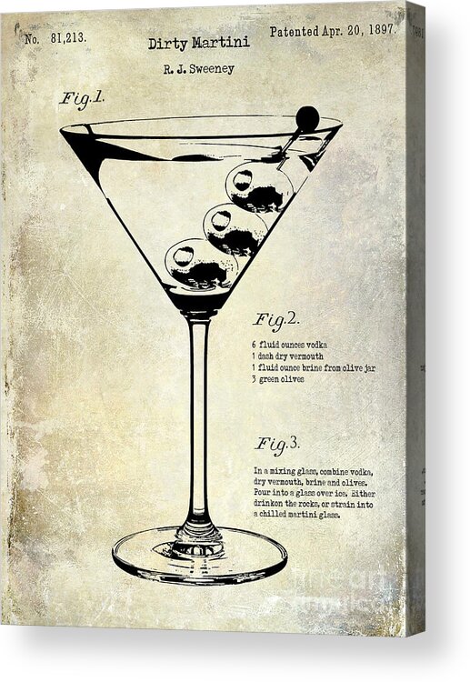 Martini Acrylic Print featuring the photograph 1897 Dirty Martini Patent #2 by Jon Neidert