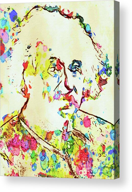 Famous Acrylic Print featuring the digital art Albert Einstein Famous Scientist #2 by Esoterica Art Agency