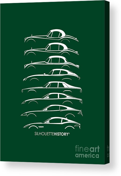 Sports Cars Acrylic Print featuring the digital art Big Cat Coupe SilhouetteHistory #2 by Gabor Vida