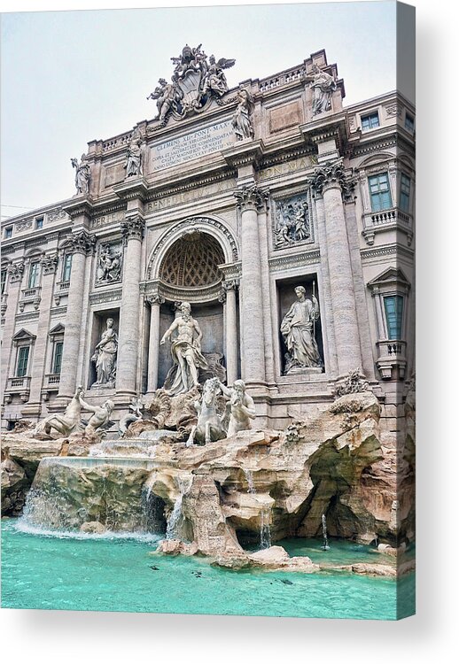 Fountain Acrylic Print featuring the photograph Evening At The Trevi Fountain In Rome Italy #2 by Rick Rosenshein