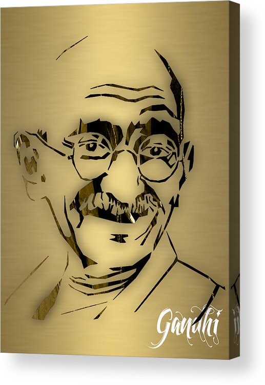 Gandhi Acrylic Print featuring the mixed media Mahatma Gandhi Collection #2 by Marvin Blaine