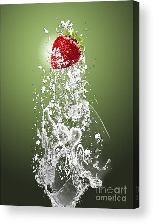 Strawberry Acrylic Print featuring the mixed media Strawberry Splash #2 by Marvin Blaine