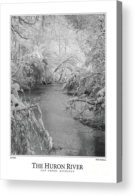 Black And White Acrylic Print featuring the photograph The Huron River #2 by Phil Perkins