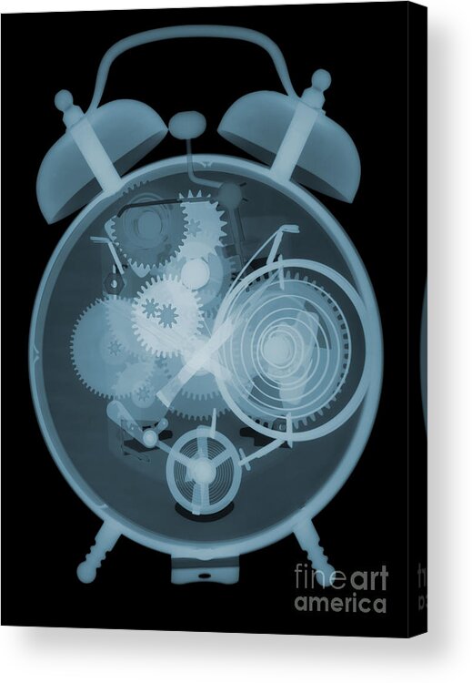 Science Acrylic Print featuring the photograph X-ray Of An Alarm Clock #3 by Ted Kinsman
